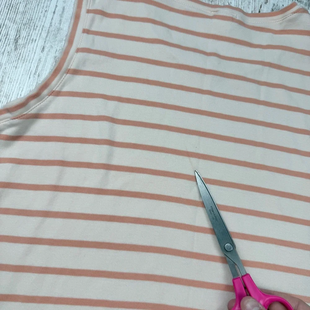 LAKE Pima Cotton Striped Sleeveless Shift Nightgown Peach Cream‎ Medium Natural